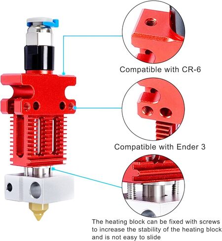 CR-6 SE Hotend Extruder Kit، أجزاء طابعة ثلاثية الأبعاد من سبائك الألومنيوم مجموعة أطراف ساخنة مع 5 قطع 0.4 مم فوهة نحاس MK8، كتلة حرارية و5 قطع جورب سيليكون للطابعة ثلاثية الأبعاد Creality CR-6 SE/CR-6 MAX/CR-5 Pro in Kuwait