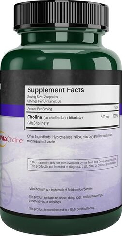 Choline, Prenatal Brain and Cognitive Support Vitamin, Kosher, Vegetarian, Choline Supplement for Pregnant and Nursing Women, 550mg of Choline per Serving, 30 Day Supply in Saudi Arabia