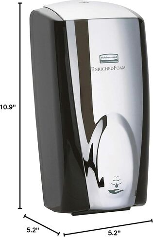 Rubbermaid Commercial Products Technical Concepts Touch-Free Auto Foam Soap Dispenser, Chrome, 10.9" x 5.2" x 5.2", For School/Restaurant/Office/Airport Bathrooms in Kuwait
