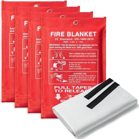 BOOMIBOO Emergency Fire Blanket for Home and Kitchen-1 Pack-High Heat Resistant Fire Suppression Blanket Fiberglass Flame Retardant Safety Blankets for Camping Office School Warehouse (39.4" x 39.4") in Saudi Arabia