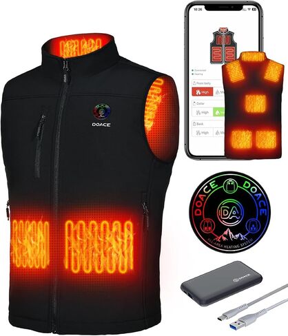 DOACE Heated Vest for Men and Women, Smart Electric Fleece Heated Vest with App Control, Battery Pack Included in Saudi Arabia