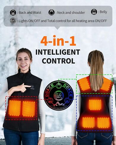 DOACE Heated Vest for Men and Women, Smart Electric Fleece Heated Vest with App Control, Battery Pack Included in Saudi Arabia