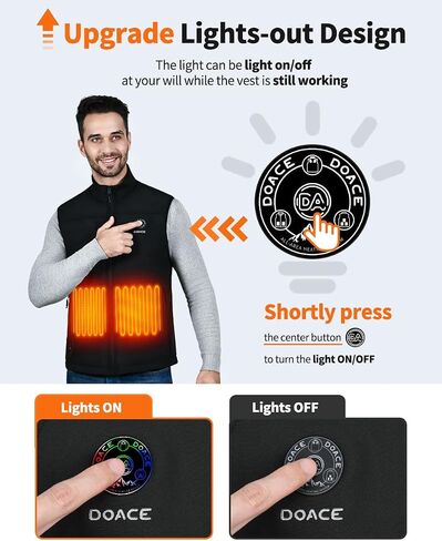 DOACE Heated Vest for Men and Women, Smart Electric Fleece Heated Vest with App Control, Battery Pack Included in Saudi Arabia