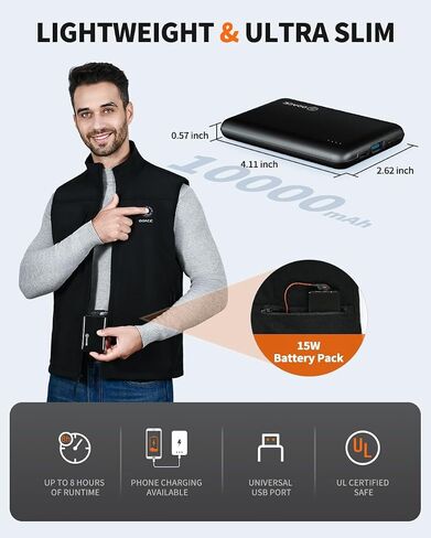DOACE Heated Vest for Men and Women, Smart Electric Fleece Heated Vest with App Control, Battery Pack Included in Saudi Arabia