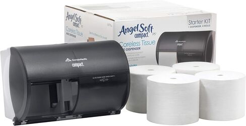 Compact 2-Roll Side-by-Side Dispenser and Coreless 2-Ply Recycled Toilet Paper Starter Kit by GP PRO (Georgia-Pacific), 1 Dispenser and 4 Rolls, 1 Kit per Case in Saudi Arabia