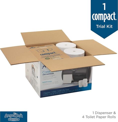 Compact 2-Roll Side-by-Side Dispenser and Coreless 2-Ply Recycled Toilet Paper Starter Kit by GP PRO (Georgia-Pacific), 1 Dispenser and 4 Rolls, 1 Kit per Case in Saudi Arabia