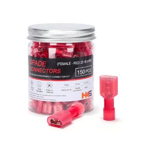 HKS 150PCS نايلون أنثى بأسمائها الحقيقية قطع موصل سريع - الأزرق 16-14 AWG مجموعة موصلات الأسلاك الكهربائية - النحاس المعلبة - محطة الأسلاك المضغوطة على البارد السيارات تجعيد معزول