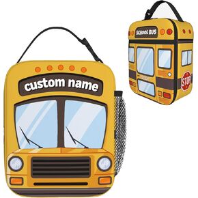 Kids Lunch Box Lunch Bag for Boys Girls, Reusable Insulated School Lunch Bag, High Capacity Leakproof Thermal Cooler Sack Food Handbags for Picnic Camping Travel (Construction Truck)
