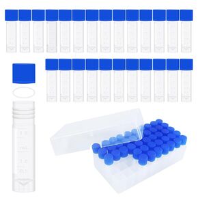 2ml Cryo Tubes w/Screw Caps, Plastic Small vials, Self-Stand Cryovial w/Scale & Writing Area, Cryogenic Vials for Low Temperature Storage, No RNase DNase Human DNA, Sample Vials Pack of 500