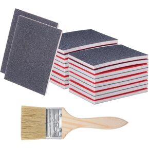 HARFINGTON 21pcs Sanding Sponges 180 Grit 3" x 4" Reusable & Washable Sanding Sponges Pads, Wet Dry Flexible Hand Sand Block for Wood Drywall Metal Furniture Polishing, with 2.5" Paint Brush
