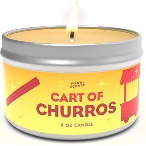 Cart of Churros Candle - Authentic Sweet Churros Smell - Iconic Disney Treat - Handmade in The USA Vegan and Cruelty-Free | 8 oz. Tin