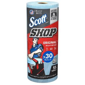 Scott Shop Towels Original (75130), Blue Shop Towels, 1 Roll/Pack, 30 Packs/Case