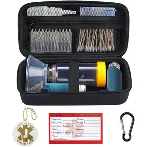 YouKnow Travel Carrying Case for Asthma Inhaler, Inhaler Spacer for Adults and Children, Mask, Inhaler Holder with Asthma Warning Label and Medical Card (Case Only) (Galaxy)