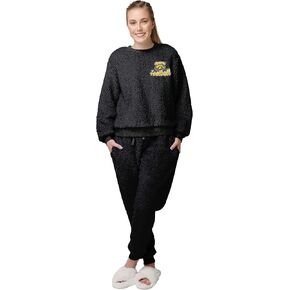 FOCO NCAA womens College Team Logo Sherpa Lounge Shirt Pants Set
