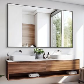 Black Rectangle Mirror, 30"x48" Bathroom Mirrors for Over Sink, Large Black Wall Mounted Mirror, Metal Framed Mirror for Wall, Vanity Mirror for Bathroom Living Room Bedroom Dining Room