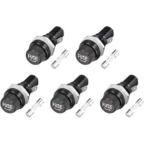 uxcell Screw Cap Panel Mounted Fuse Holder AC 125V/15A 250V/10A with 6 x 30mm Ceramics Fuse 5Set