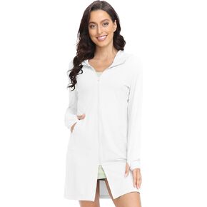 HISKYWIN Women's UPF 50+ UV Sun Protection Hoodie Long Jacket Workout Long Sleeve Zip Shirt Lightweight Outdoor Hooded