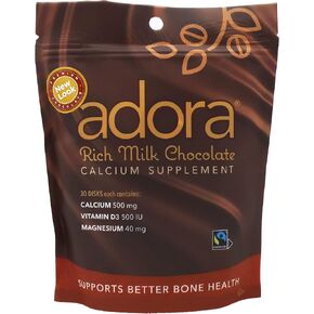 Adora Calcium Supplement Disk, Dark Chocolate, 30 Count - 500 mg