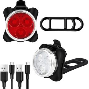 Rechargeable LED Bike Light Sets, Super Bright Front Headlights and Rear LED Bicycle Lights, 650mah Lithium Batteries