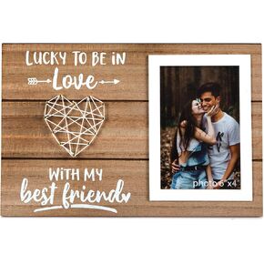 Boyfriend and Girlfriend Anniversary, Birthday, Romantic Couples Gift - Couple, Husband, Wife, Fiance Picture Frame Gifts For Him or Her - Lucky To Be In Love - 4x6 Inches Cute Photo