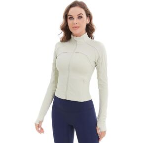 Women's Striped Running Jacket Long Sleeve Athletic Jacket Slim Fit Gym Tops Full Zip Yoga Sportwear with Thumb Holes