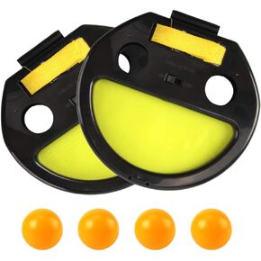 Toyvian Ball and Catch Game Childrens Hand Catching Ball Racket Outdoor Beach Toys for Kids Racket Throwing Ball Table Tennis Hand Clip (1 Set 2pcs Racket 4pcs Balls Yellow)