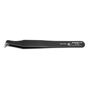 Excelta Cutting Tweezers, Precision 40° Angulated Tip, Carbon Steel, Epoxy Coated, Miniature Head for Extreme Precision Micro Cutting, Ideal for Magnification Work, Black, Professional