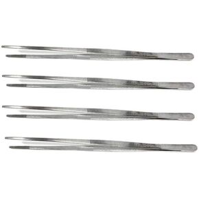 Cynamed Set of 4 Thumb Tweezer Mulipurpose Forceps 12in. Blunt Serrated Tips Stainless Steel