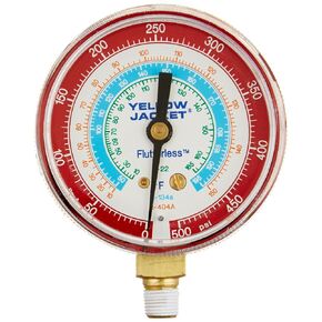 Yellow Jacket 49015 2-1/2" Gauge (Degrees F), Red Pressure, 0-500 psi, R-22/134A/404A