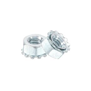 uxcell 50Pcs 1/4"-20 K-Lock Nut with External Tooth Washer, Zinc Plated Steel Star Locking Nuts Washers, Silver