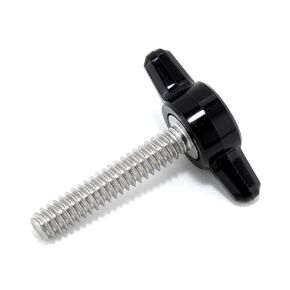 #10-24 x 1" Thumb Screw Stainless Steel - Black Tee Wing Plastic Knob - Standard/Coarse Thread ThumbScrew - Length: 1.000" - Proudly Built in USA - Package of (4)