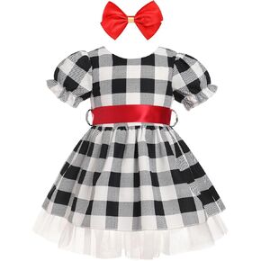 FYMNSI Baby Girls Housewife Cosplay Costume 50s 60s Polka Dot Apron Dress Headband Toddler First Halloween Birthday Outfits in Saudi Arabia