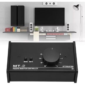 Passive Stereo Volume Controller, Mute Control Large Volume Knob Passive Monitor Controller XLR and 3.5mm Interface Plug and Play for Laptop