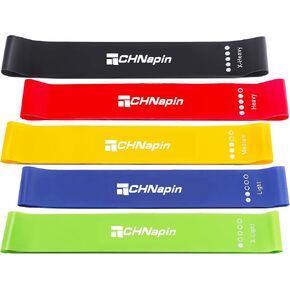 Resistance Loop Bands 5-piece Set with User Guide and Carry Bag,Exercise Bands with 5 Resistance Levels for Latex Elastic Bands for Yoga,Pilates, Rehab, Fitness,Strength Training and Home Workout