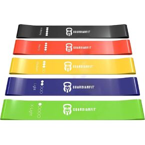 Resistance Loop Exercise Bands Set of 5, Latex Workout Bands with Carry Bag, Strength Bands for Legs, Butt, Body, Fitness, Yoga, Pilates, Women, Men and Kids