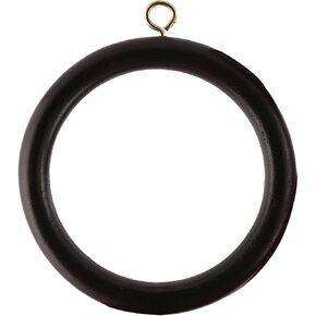 Wooden Curtain Drapery Rod Rings for 1-1.5 inch Curtain Rod Pole, Wooden Drapery Curtain Rod Rings with Screw Eye- Inner Día 2.5'' & Outer Día 3.5'' (Black)
