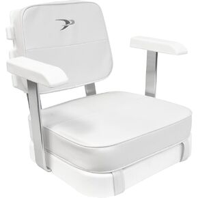 Wise 8WD562-3-710 Ladder Back Helm Chair with Arm Rests, Cushions and Mounting Plate, White