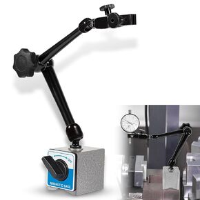 DG61003 Replacement Regular Duty Dial Gage Holder Mag Base w/Metal Fine Adjust & Universal Swivel Clamp - for Magnetic Digital Dial & Test Indicator Gauge