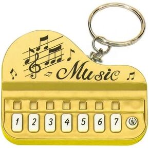 Gold Micro Piano Keychain, Portable Keyboard Instrument Keychain, Mini Electronic Keyboard Keychain with Lights, Pianos and Keyboards, Car Key Chain，Musical Instrument Keychain Accessories Gift