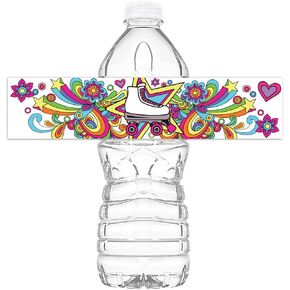 Roller Skating Bottle Wraps - 20 Roller Skating Water Bottle Labels - Roller Skating Decorations - Made in The USA