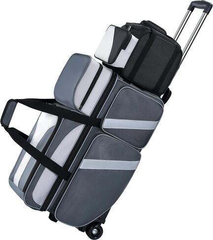 3 Ball Bowling Ball Roller Bag + 1 Ball Color Matching Add On Tote, 4 Ball Bowling Ball Bag with Multi-Pockets, 4 ball Bowling Bag with Shoes Compartment in Saudi Arabia