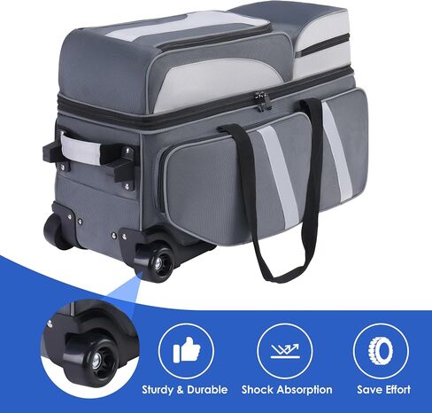 3 Ball Bowling Ball Roller Bag + 1 Ball Color Matching Add On Tote, 4 Ball Bowling Ball Bag with Multi-Pockets, 4 ball Bowling Bag with Shoes Compartment in Saudi Arabia