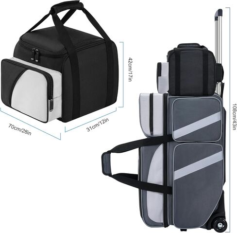 3 Ball Bowling Ball Roller Bag + 1 Ball Color Matching Add On Tote, 4 Ball Bowling Ball Bag with Multi-Pockets, 4 ball Bowling Bag with Shoes Compartment in Saudi Arabia