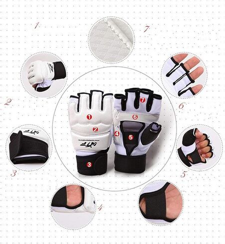 Half Finger Taekwondo Gloves - Kickboxing Sparring Training Light Workouts for Men Women Muay Thai, Martial Arts, Karate, Shadow Boxing, Combat Class in Saudi Arabia