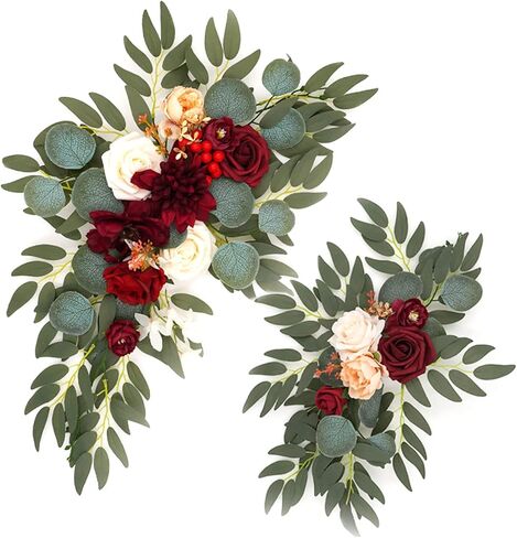 2pcs Flower Swags for Wedding Arch, Artificial Wedding Arch Flowers with Green Leaves, Flower Arch Decor, Rustic Artificial Floral Swag for Wedding Ceremony Floral Decor(Blue) in Saudi Arabia