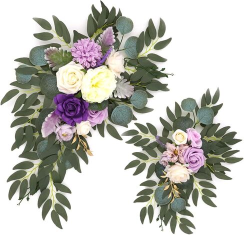 2pcs Flower Swags for Wedding Arch, Artificial Wedding Arch Flowers with Green Leaves, Flower Arch Decor, Rustic Artificial Floral Swag for Wedding Ceremony Floral Decor(Blue) in Saudi Arabia