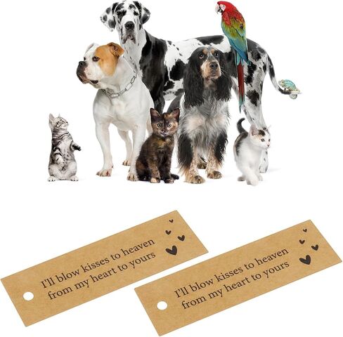 ECSiNG 25 Pcs Kraft Commemorative Meaningful Funeral Favour Tags Card with Hemp Rope Blow 'Kisses' to Heaven Remembrance Funeral DIY Signs and Personalised Tag Favours in Saudi Arabia