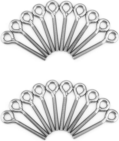 QWORK M8 Eye Bolt Ring Bolts, 10 Pack Heavy Duty Stainless Steel Shoulder Lifting Ring Threaded Eyebolts, Welded Closed Screw Rod Eye Screw Bolts in Saudi Arabia