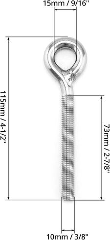 QWORK M8 Eye Bolt Ring Bolts, 10 Pack Heavy Duty Stainless Steel Shoulder Lifting Ring Threaded Eyebolts, Welded Closed Screw Rod Eye Screw Bolts in Saudi Arabia