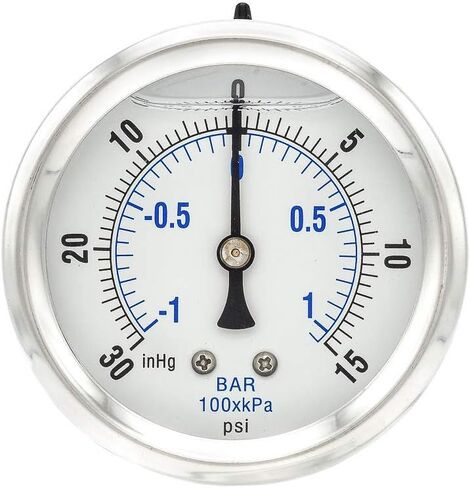 PIC Gauges PRO-204L-254R Panel Mount Front Flanged Glycerin Filled Industrial Pressure Gauge w/ SS Case, Brass Internals, Plastic Lens, 2.5" Dial, 0/5000 psi Range, 1/4" Male NPT in Saudi Arabia